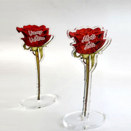 Rosa Rossa in Plexiglass con Dedica Personalizzata